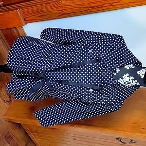 Laura Ashley Black & White Polka Dot Jacket, Sz Large